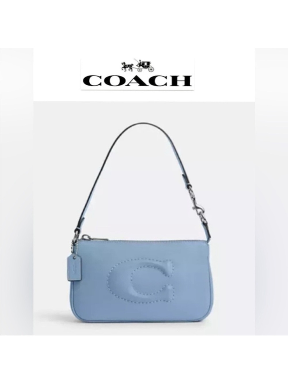 Coach Light Blue Leather Shoulder Pouch